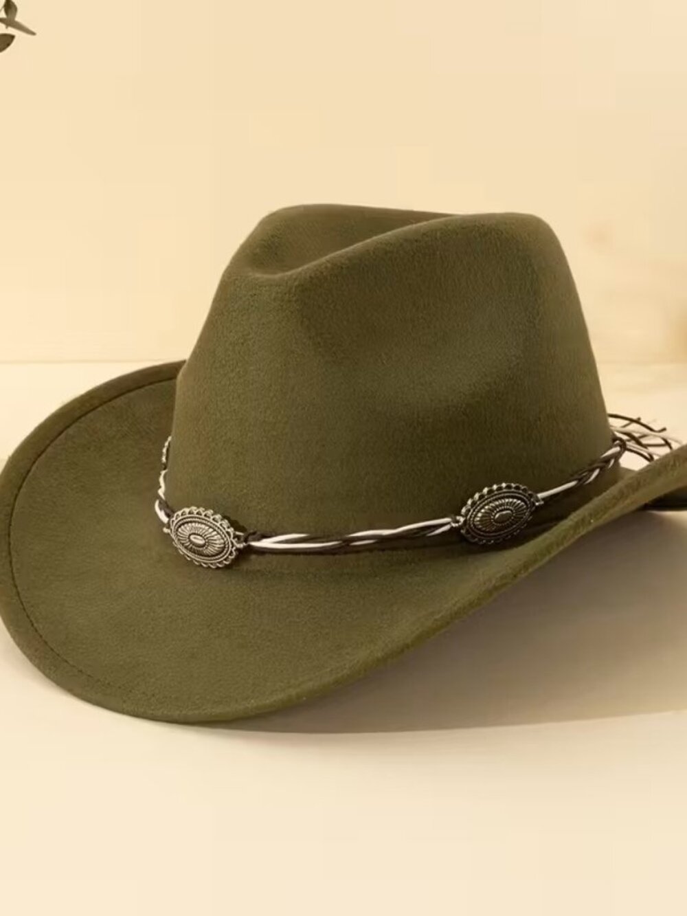 Green Western Cowboy Cowgirl Hat Braided Concho Band Wide Brim Rodeo Festival